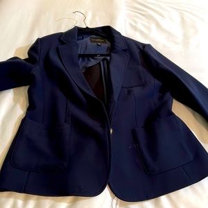 Navy blazer with gold buttons